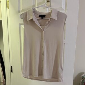 Premise Light Beige Sleeveless Button Down Shirt